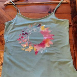 Tie dyed Vinyl Butterflies to Sunflower Tank Top Size M